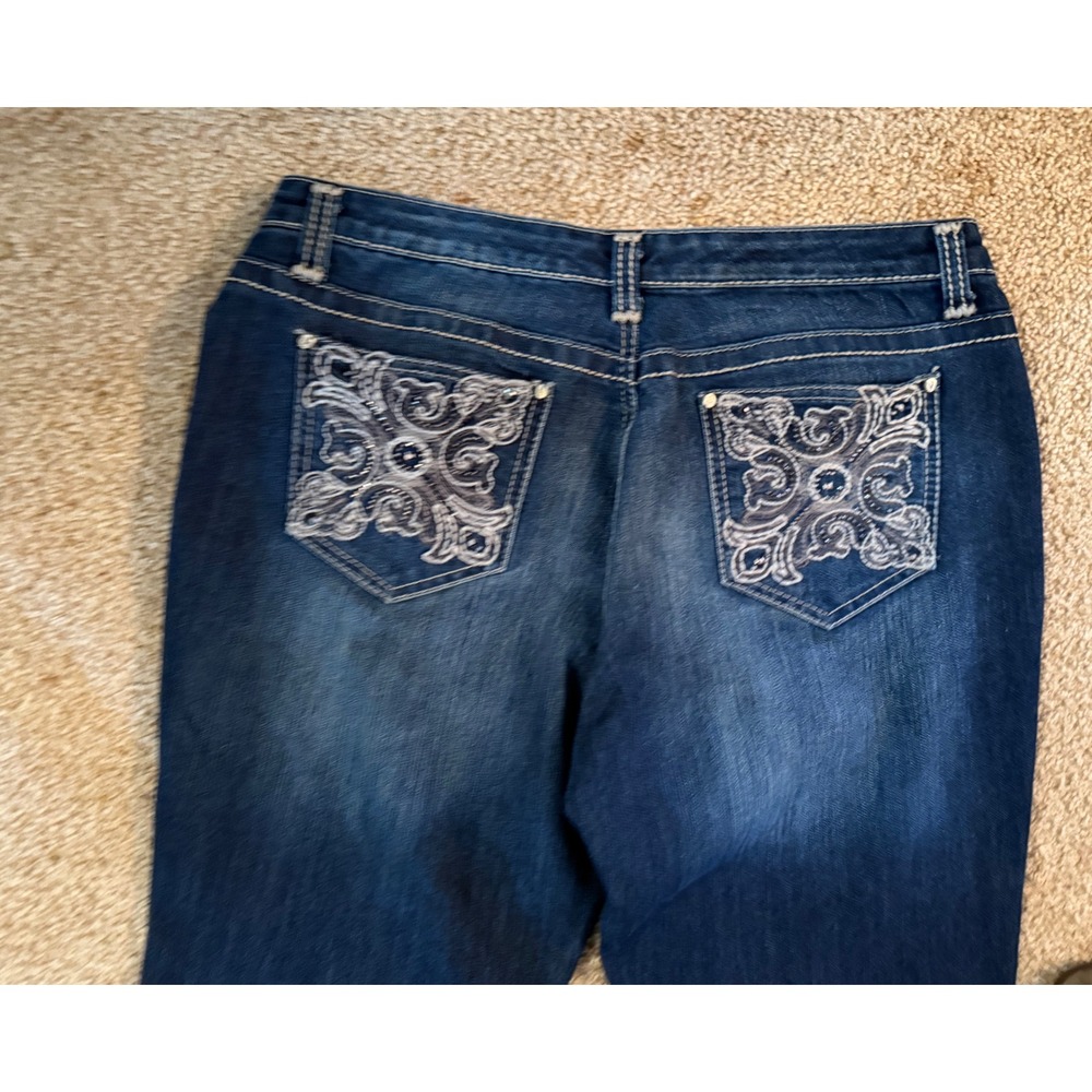 Nine West Jeans Bootcut Dark Wash Embellished Pockets Size 12 - Picture 5 of 7